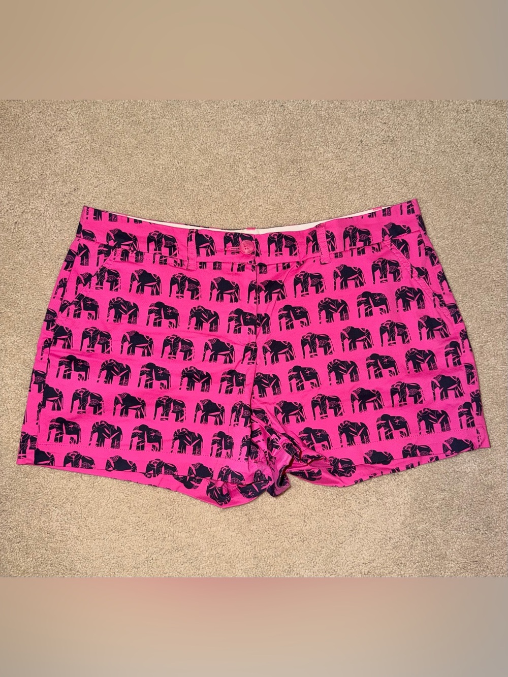 Crown & Ivy Navy and Pink Elephant Print Women's Shorts Size 14P